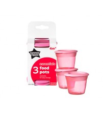 Recipiente de stocare hrana cu capac, Tommee Tippee, 3 buc, Roz